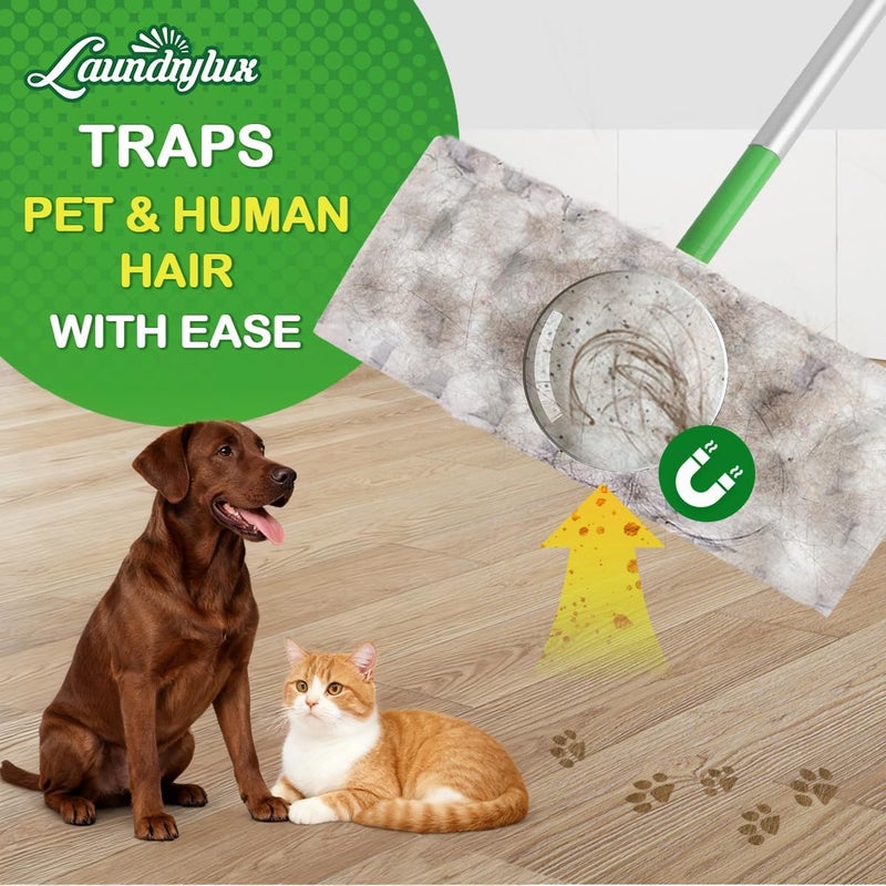 LAUNDRYLUX Heavy Duty Dry Sweeping Cloths Refills Compatible with Swiffer Sweeper, Multi Surface Pet Dry Pads Refill, Floor Cleaner for Dust, Hair, Dirt, Disposable Duster Mop Pad - 32 Count - Image 3